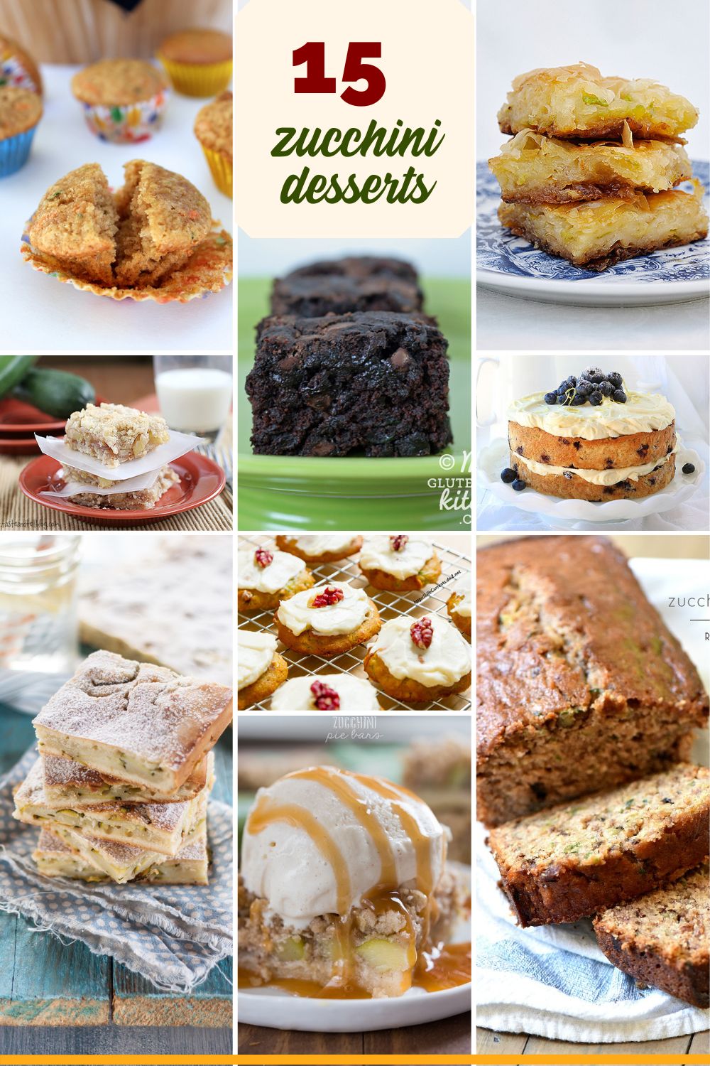 collage of zucchini desserts