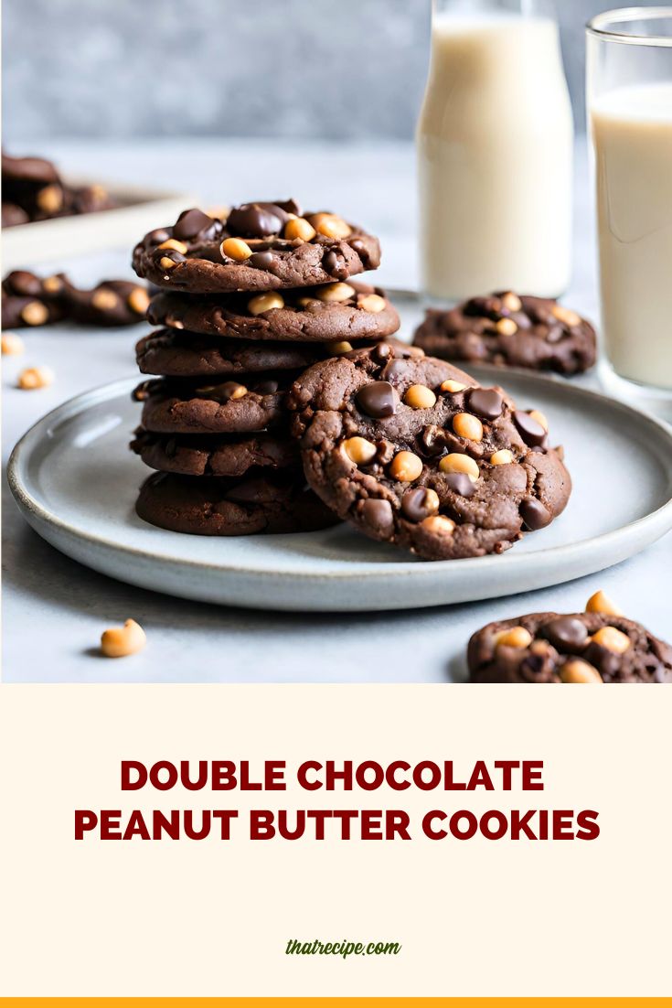 stack of chocolate cookies with chocolate and peanut butter chips