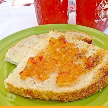 watermelon preserves on a piece of toast