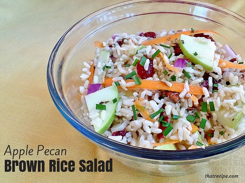 Apple Pecan Brown Rice Salad - a healthy brown rice salad with apples, cranberries, carrots, onions and pecans. vegan, vegetarian, gluten-free