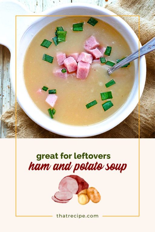 top down view of ham and potato soup