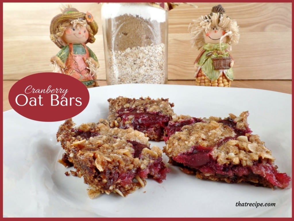 Cranberry Oat Cookie Bars on a plate