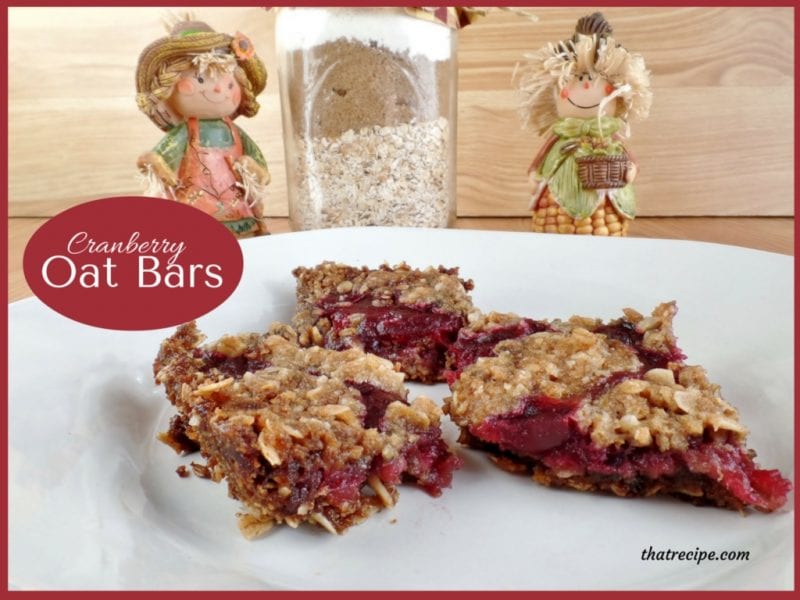 Cranberry Oat Cookie Bars - crispy oatmeal cookie with a tangy sweet layer of cranberry sauce.