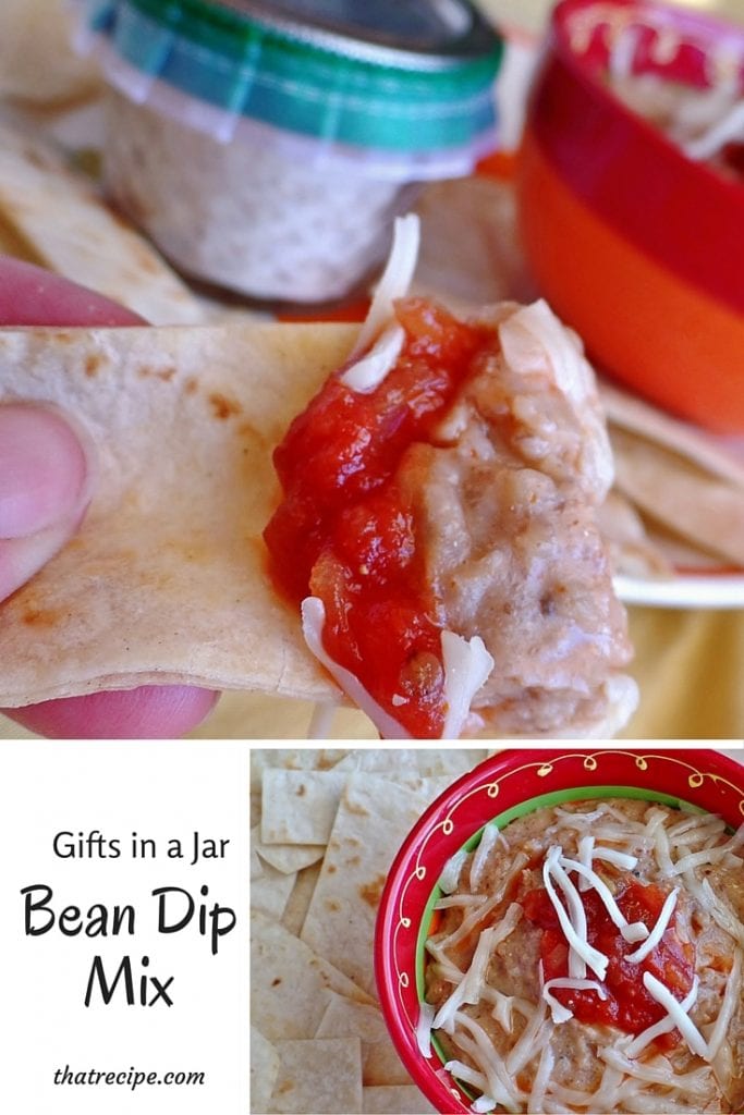 Gifts in a Jar: Bean Dip - combine bean flour and spices to make a simple bean dip. Pack it in a jar to give as a gift. Gluten Free, plus Dairy Free options