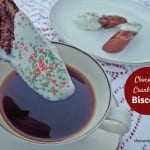Chocolate Cranberry Biscotti - twice baked crunchy chocolate Italian biscuits studded with dried cranberry for dipping in coffee, latte, cappuccino, etc.