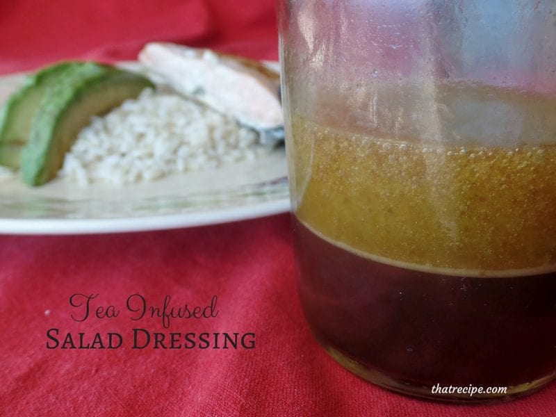 Tea Infused Salad Dressing - simple homemade vinaigrette flavored with your favorite tea. Inspired by Celestial Seasonings Raspberry Zinger Vinaigrette.