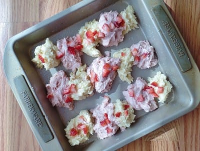 Strawberry Cream Cheese Swirl Cookie Bars - fresh strawberries mixed with a cream cheese dough make a soft cookie bar.