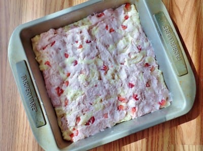 Strawberry Cream Cheese Swirl Cookie Bars - fresh strawberries mixed with a cream cheese dough make a soft cookie bar.