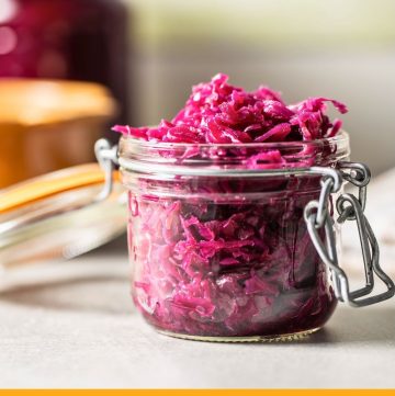 pickled red cabbage in a jar