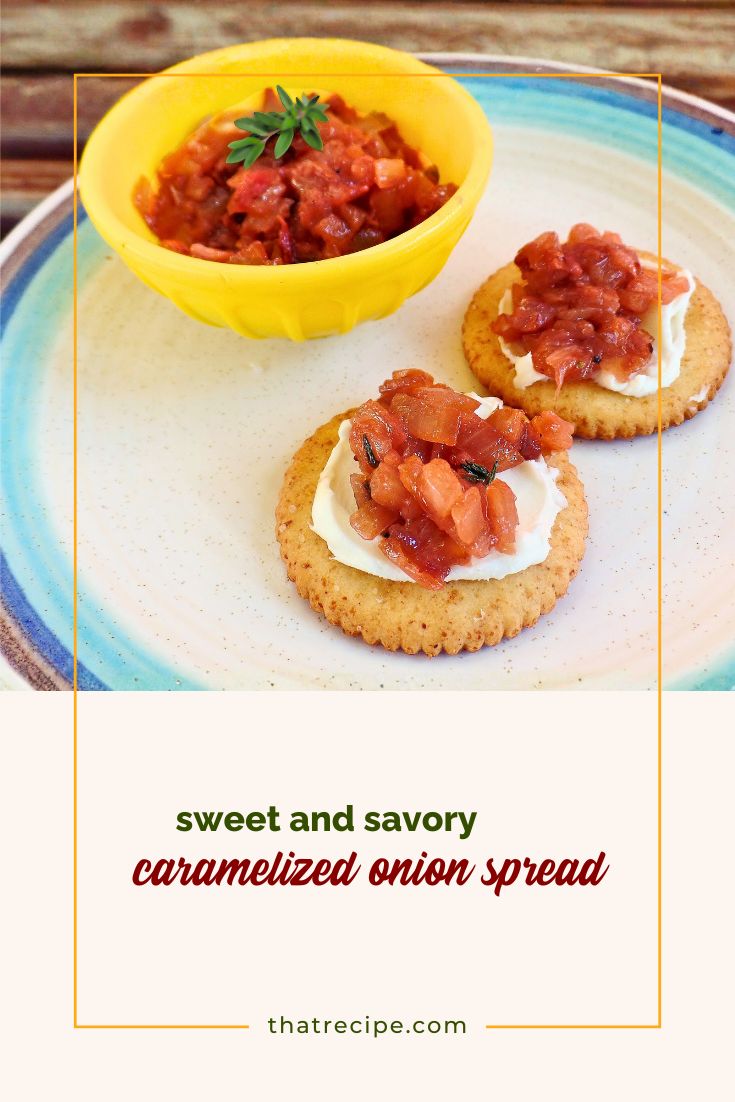 caramelized onion spread on crackers