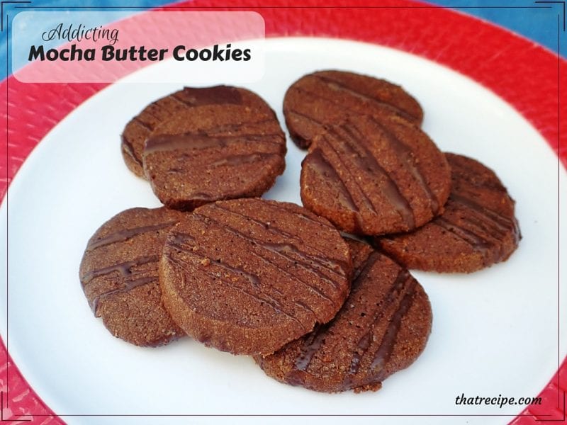 Mocha Butter Cookies - rich and crisp chocolate and coffee flavored cookies.