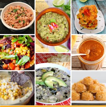 Collection of Mexican recipes and Mexican inspired recipes included fajitas, tacos, enchiladas, guacamole, cocadas.