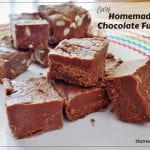 Homemade Chocolate Fudge with and without nuts on a plate