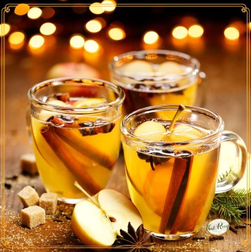 mugs of hot apple cider with text overlay "mulled apple cider"s