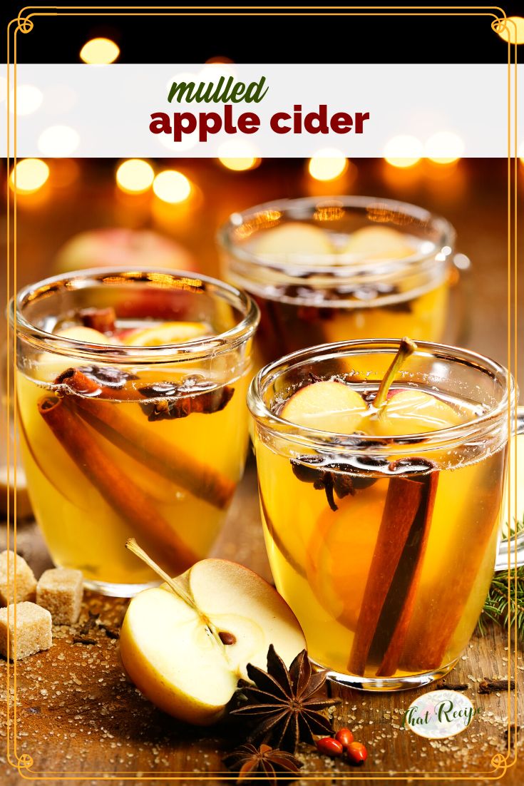 mugs of hot apple cider with text overlay "mulled apple cider"