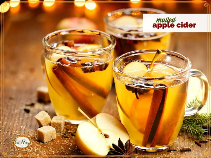mugs of hot apple cider with text overlay "mulled apple cider"s