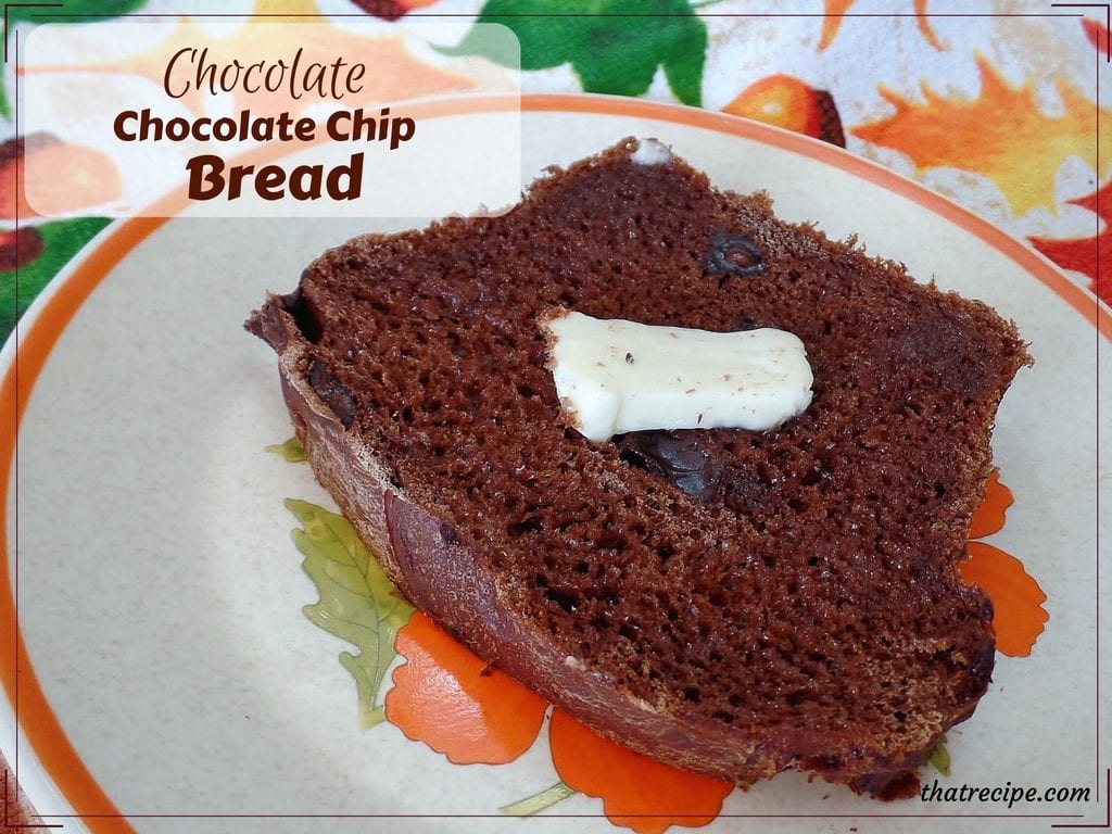 Chocolate Chocolate Chip Bread: yeast bread made with cocoa powder and studded with chocolate chips. Similar to Fleischmann's Chocolate Bunny Bread