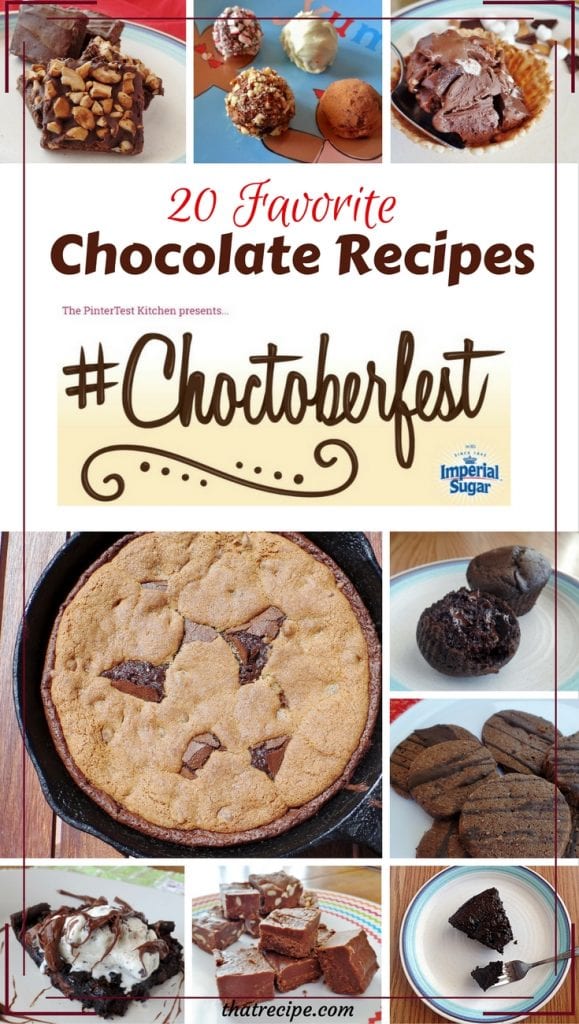 Choctoberfest: 20 of our favorite Chocolate Recipes including cookies, cakes, candy, ice cream, donuts, brownies and more. Plus giveaway