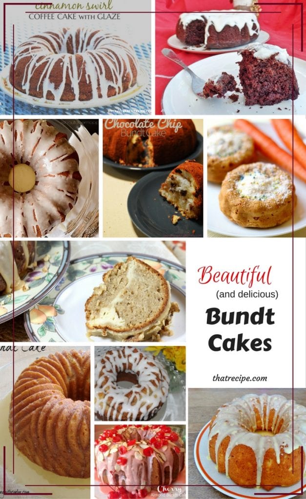 10 delicious Bundt Cake recipe for any occasion: red velvet cake, coffee cake, lemon cake, carrot cake, pumpkin spice cake, and more.