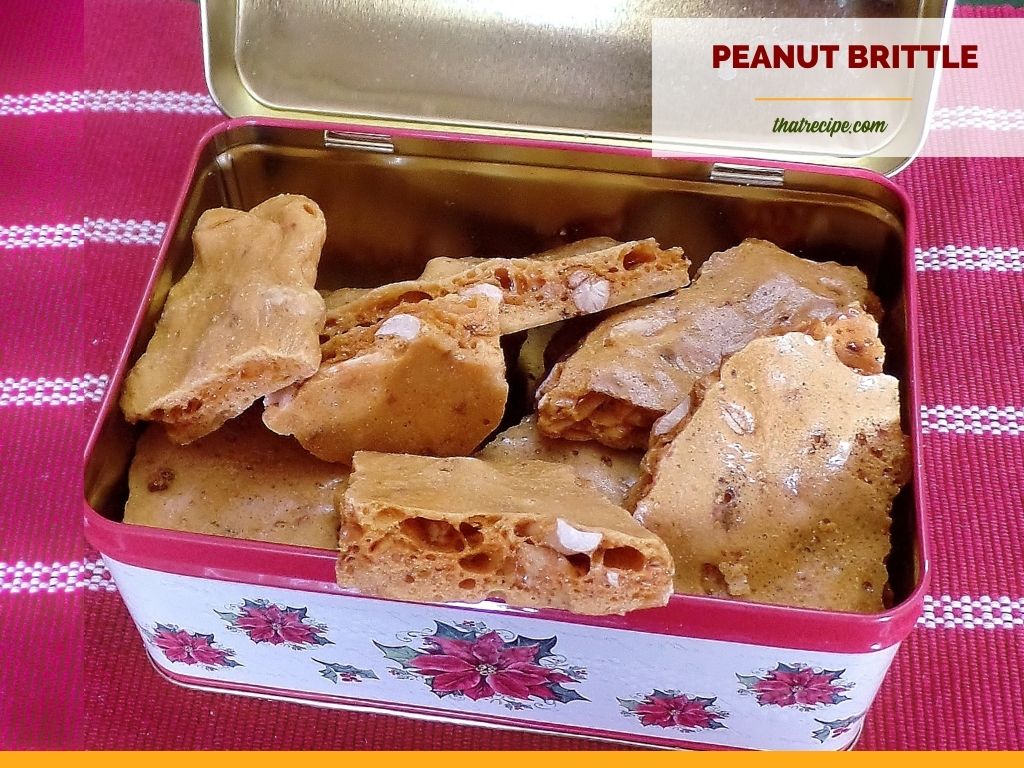 container of peanut brittle