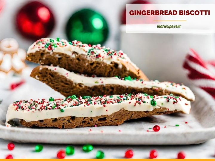 gingerbread biscotti on next to a cup of coffee