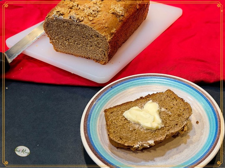 slice of buttered oatmeal bread