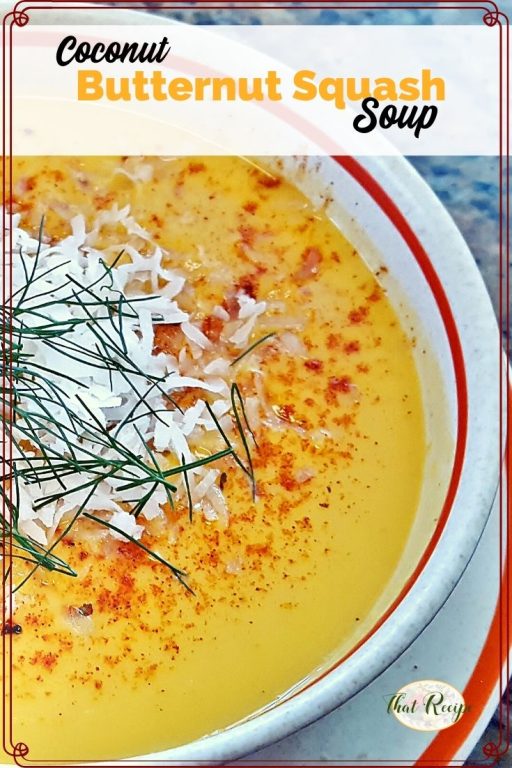 top down view of coconut butternut squash soup