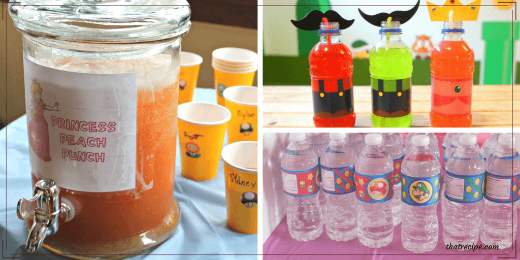 collage of Super Mario themed drinks