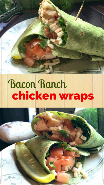 Quick and Healthy Bacon Ranch Chicken Wraps: made with leftover chicken, these wraps are great for those too hot or too busy to cook nights.