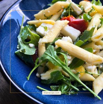 penne pasta salad on a plate