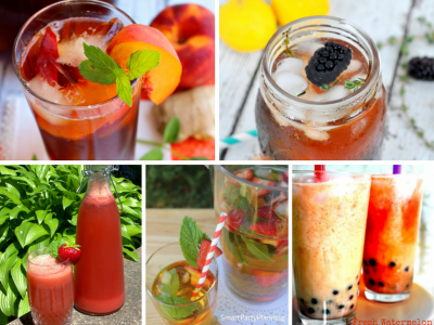 15 unique and delicious iced tea recipes, fruit flavored iced teas, flower flavored iced teas, herbal iced teas.
