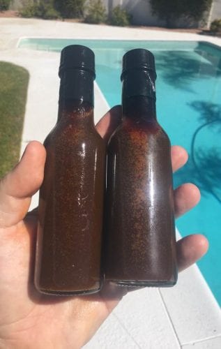 Homemade Hot Pepper Sauce made in a slow cooker. Perfect for holiday gift giving. #peppersauce #foodgifts