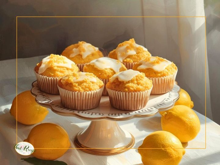 lemon muffins with crumb topping and glaze