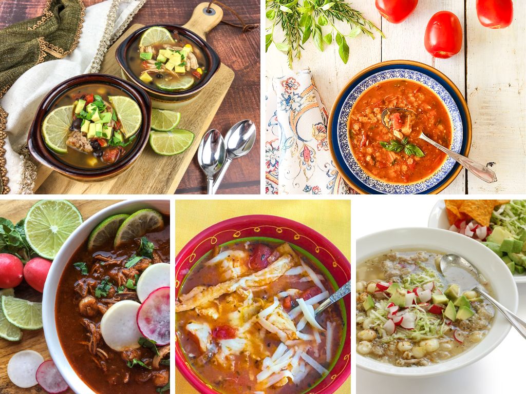 collage of mexican soups