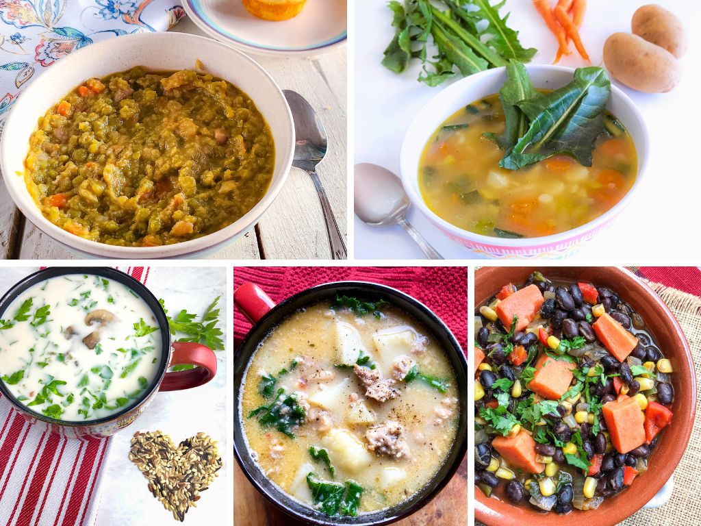 collage of red and green soups