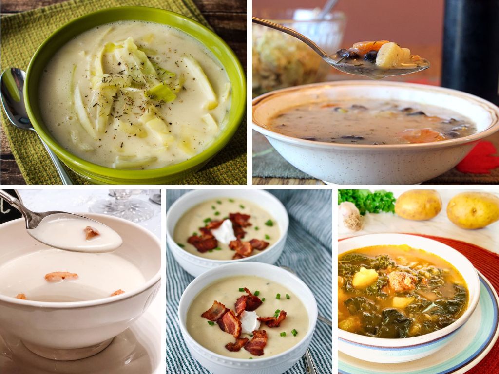 collage of potato soups