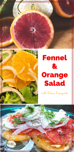 collage of fennel and orange salad