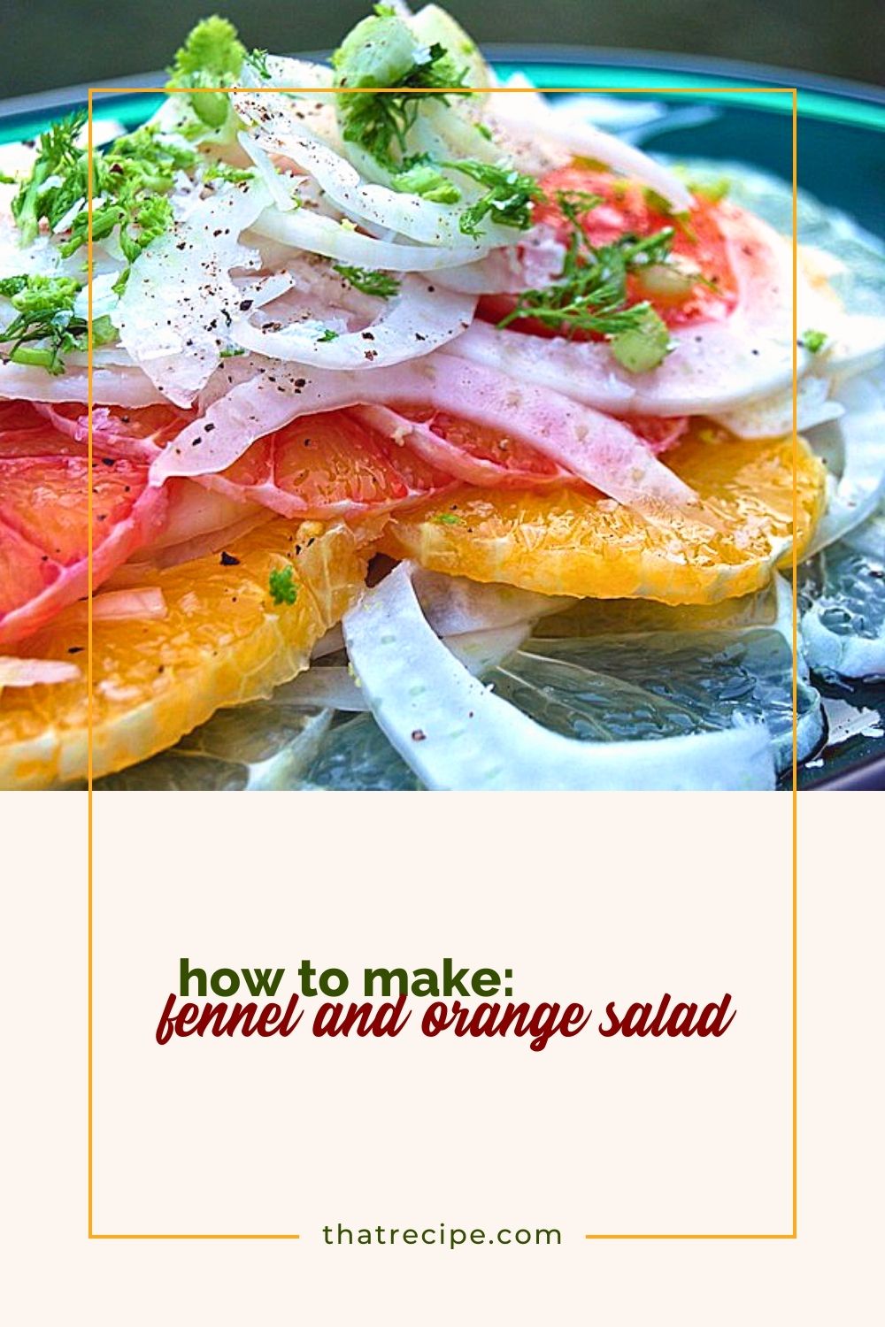 slices of orange topped with sliced fennel bulb and fronds