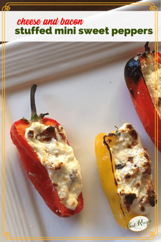 Cheese and Bacon stuffed Mini Sweet Peppers on a plate