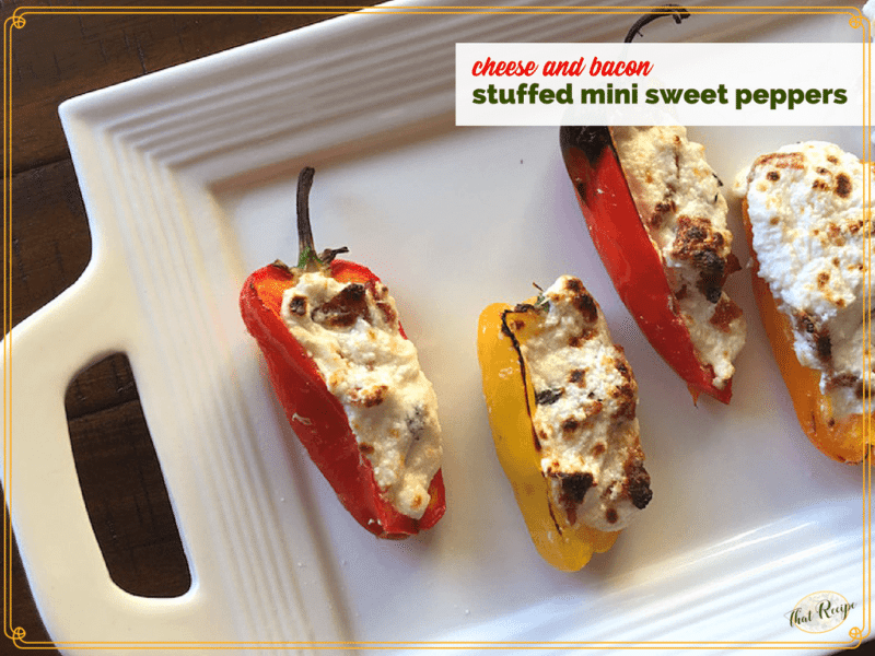 cheese and bacon stuffed mini peppers on a plate