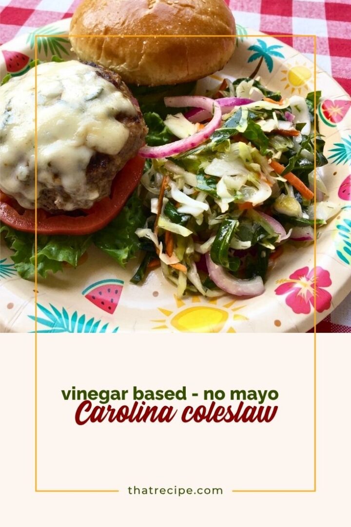 Cole slaw and burger on a plate