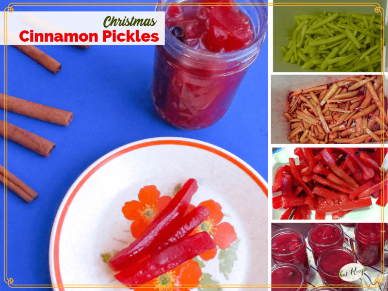 stages of making cinnamon red hot pickles