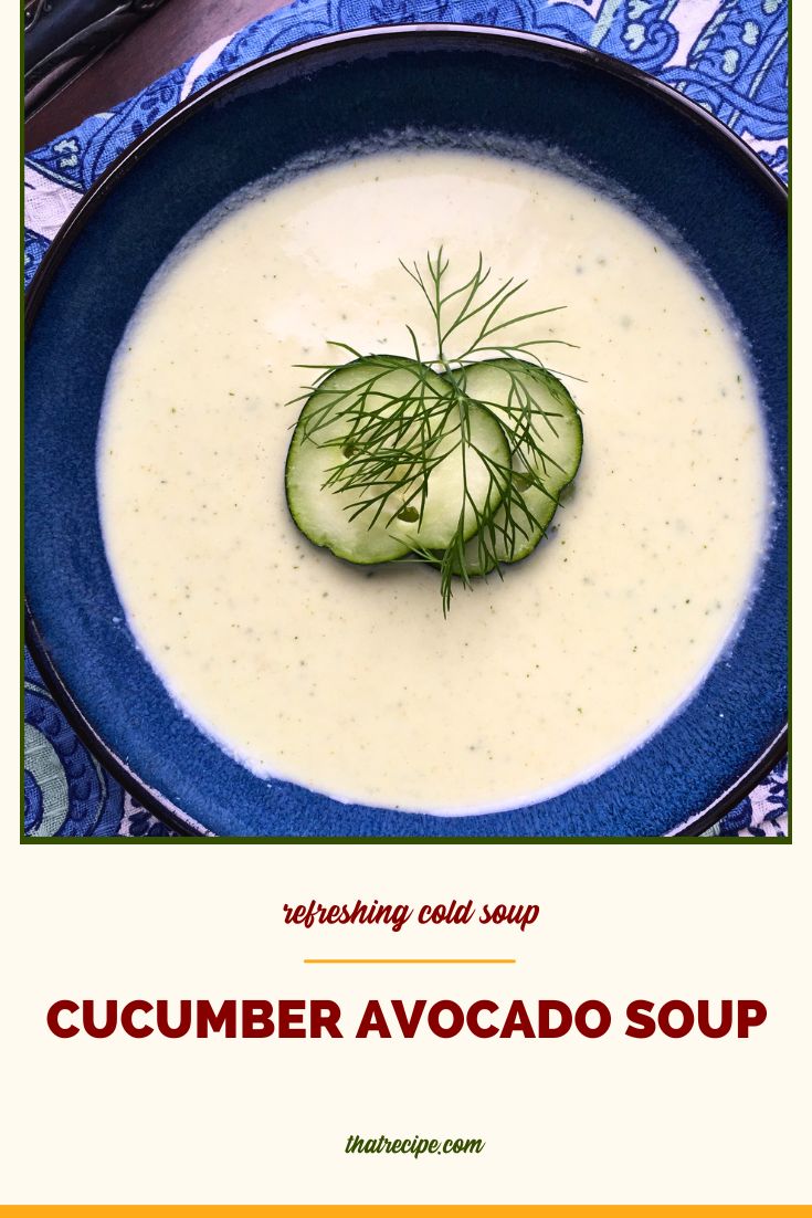 blue bowl with cucumber soup