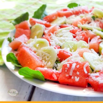 Watermelon Cucumber Salad with coconut and lime