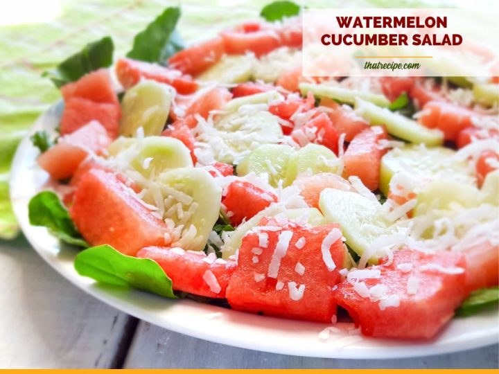 Watermelon Cucumber Salad with coconut and lime