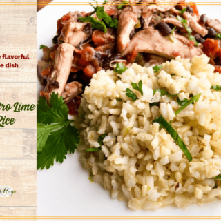 Cilantro lime rice on a plate with Mexican Chicken