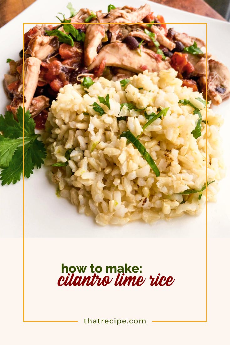 Cilantro lime rice on a plate with Mexican Chicken