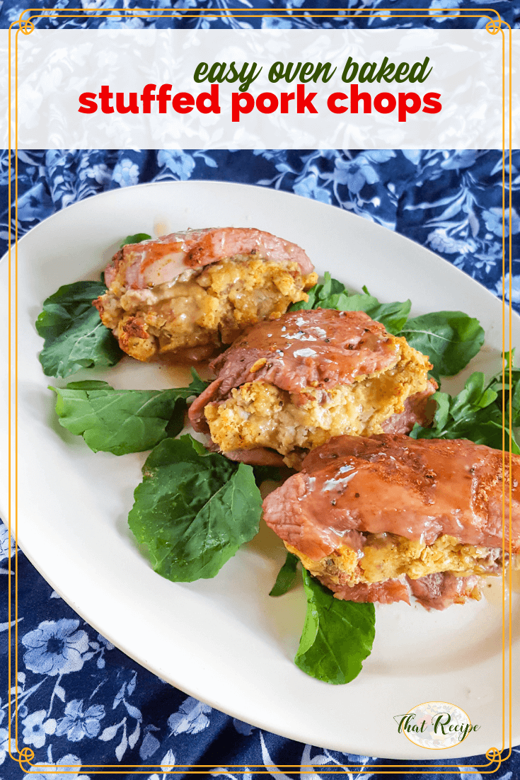 Easy Oven Baked Stuffed Pork Chops with Pan Gravy