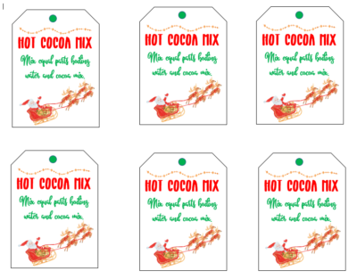 printable tags with cocoa mix instructions