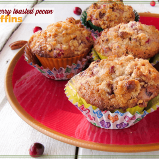 plate of cranberry pecan muffins
